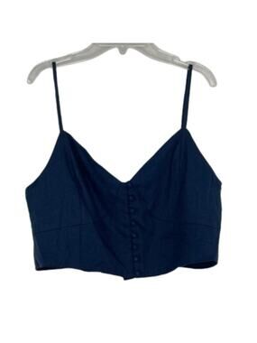 Shinestar blue cropped tank top linen blend size XL NWOT
